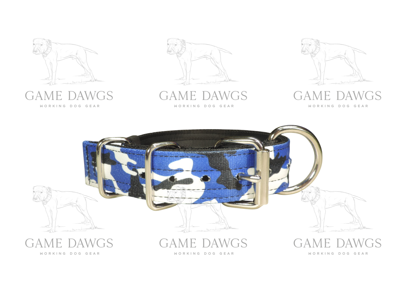 1.5" 5 Ply Heavy Duty Blue / White Traditional Camo Pattern Collar