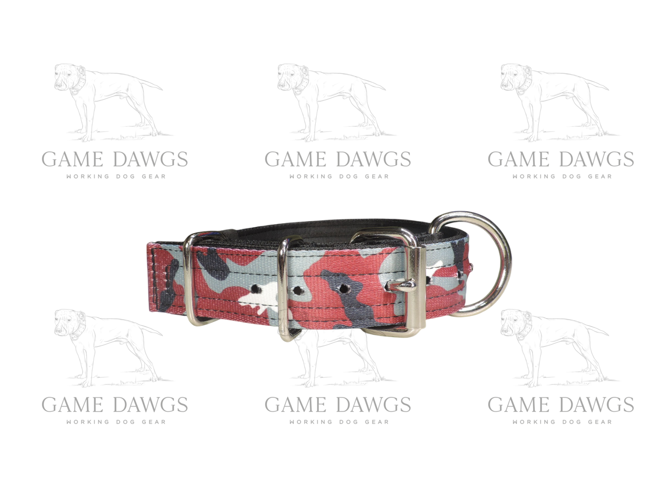1.5" 5 Ply Heavy Duty Crimson / White Traditional Camo Pattern Collar
