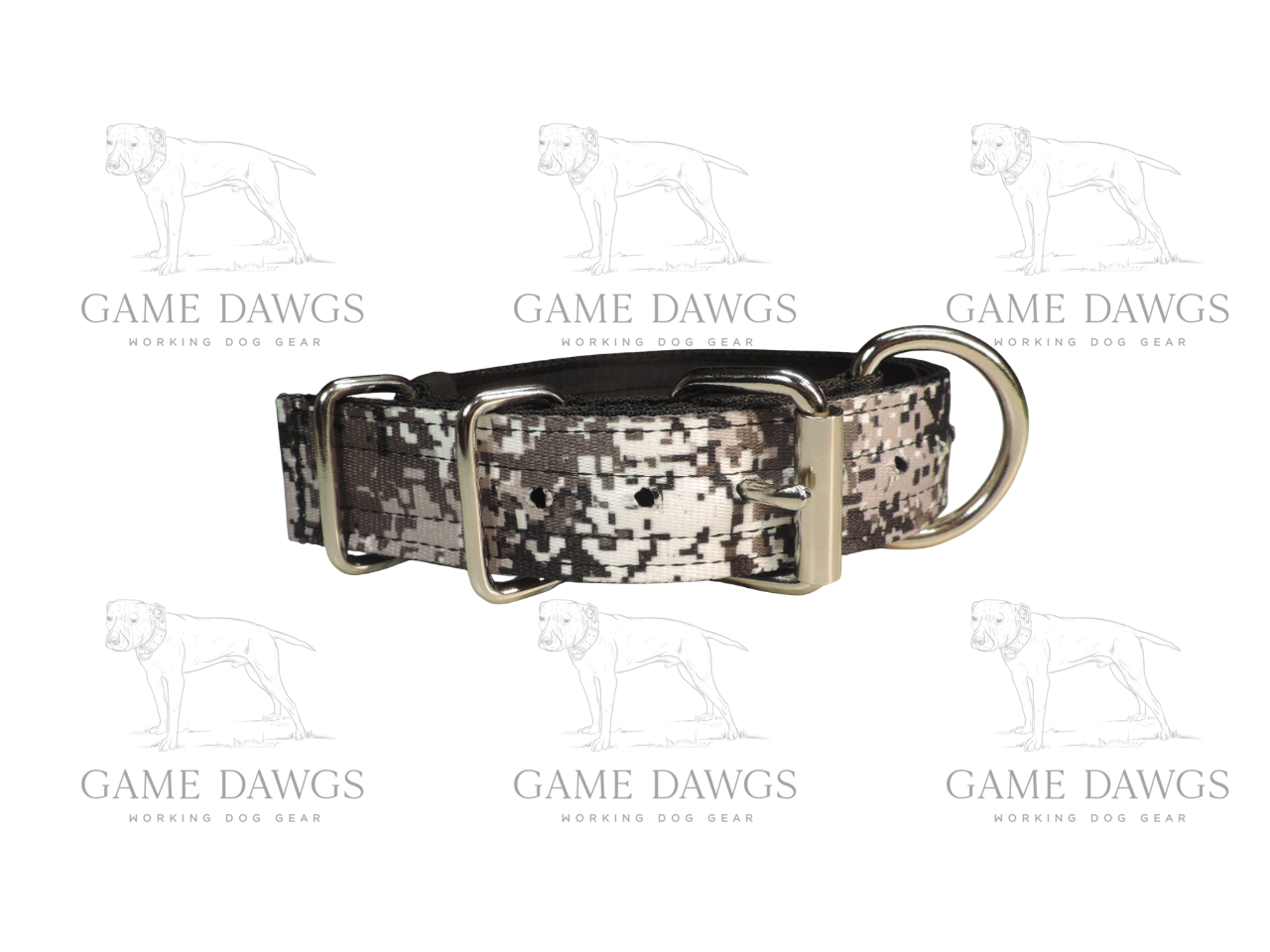 1.5" 5 Ply Heavy Duty Black / White Digital Camo Pattern Collar
